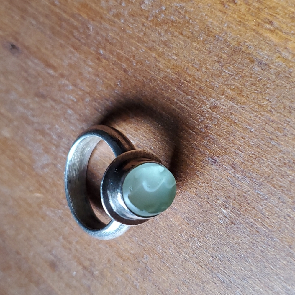 Blue seaglass silver ring - Picture 2 of 10